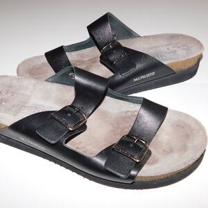 MEPHISTO hester black leather sandals 40 10